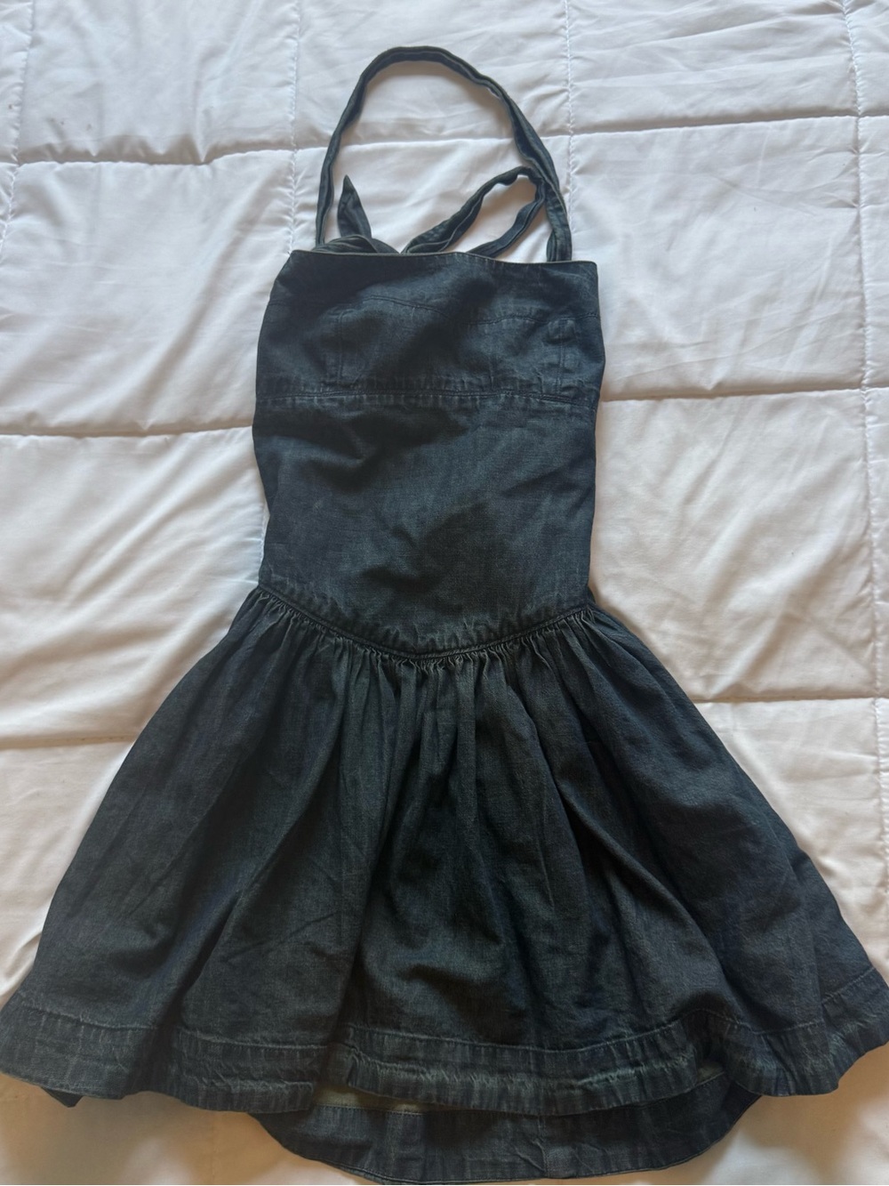 Free People Dark Wash Denim Square Neck Mini Dress